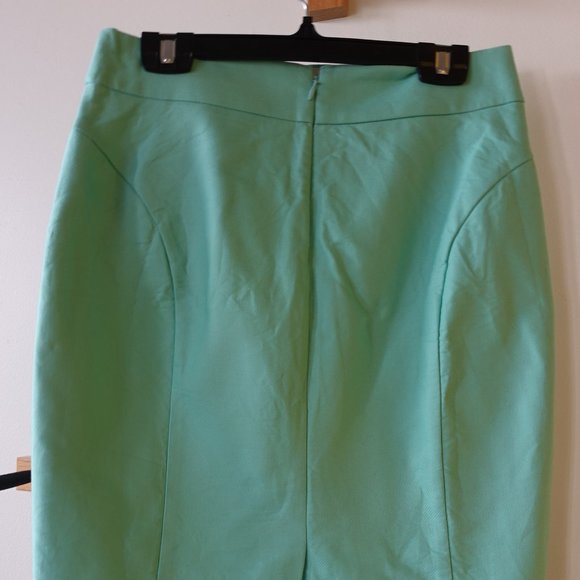J.Crew Factory Cotton Double Serge Bright Mint Pencil skirt 0 - Picture 10 of 13